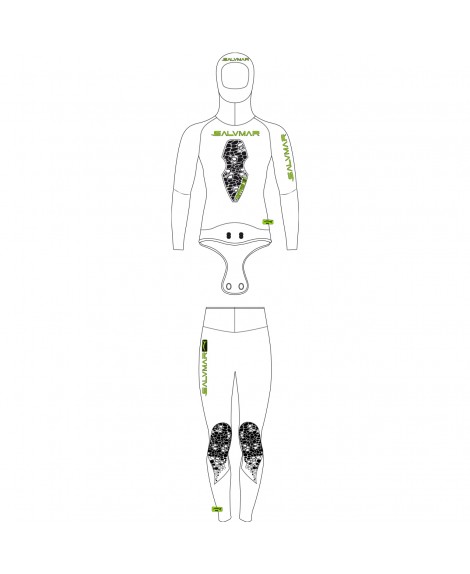 Combinaison Plongée Salvimar Krypsis 101 Homme 5,5 Mm - Deux Pièces, Veste Capuche + Pantalon - Néoprène Souple, Renforts Genoux Et Poitrine - 7